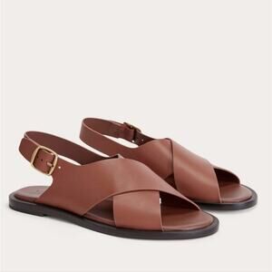 NEW Everlane The City Crossover Sandal Brown Leather in Rum